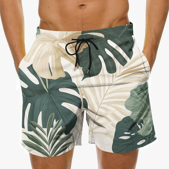 Men's Printed Shorts Plus Size Spandex Casual Elastic Waist Pullover Drawstring Breathable Baggy Relaxed Beach Vacation Basic Shorts with Pockets S-5XL