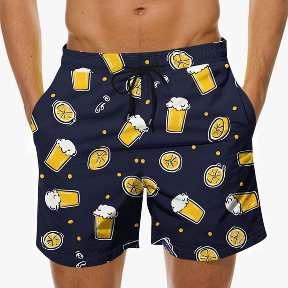 Men's Printed Shorts Plus Size Spandex Casual Elastic Waist Pullover Drawstring Breathable Baggy Relaxed Beach Vacation Basic Shorts with Pockets S-5XL