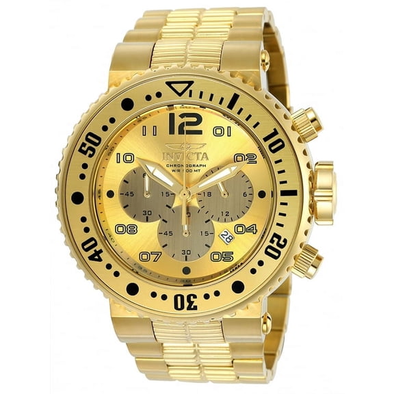 Men's Pro Diver Chronograph 500m Gold Plated Stainless Steel Watch 25076