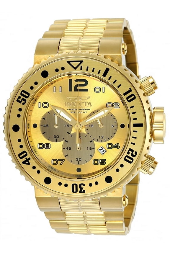 Men's Pro Diver Chronograph 500m Gold Plated Stainless Steel Watch 25076