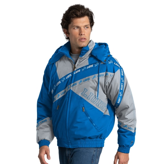Men's Pro Player Blue Detroit Lions Double Tape Full-Zip Jacket with Detachable Hood