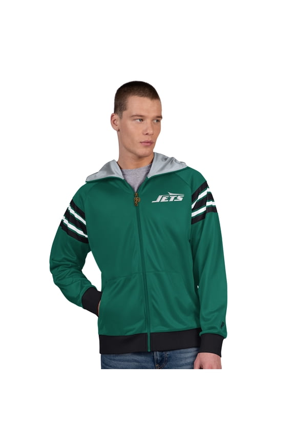 Men's Pro Player Green/Black New York Jets Helmet Full-Zip Hooded Track Jacket