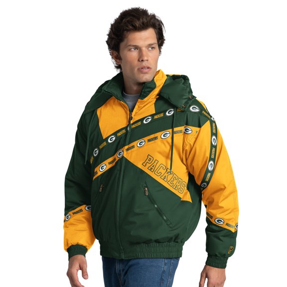 Men's Pro Player Green Green Bay Packers Double Tape Full-Zip Jacket with Detachable Hood