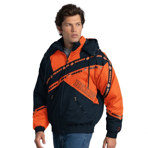 Men's Pro Player Navy Chicago Bears Double Tape Full-Zip Jacket with Detachable Hood