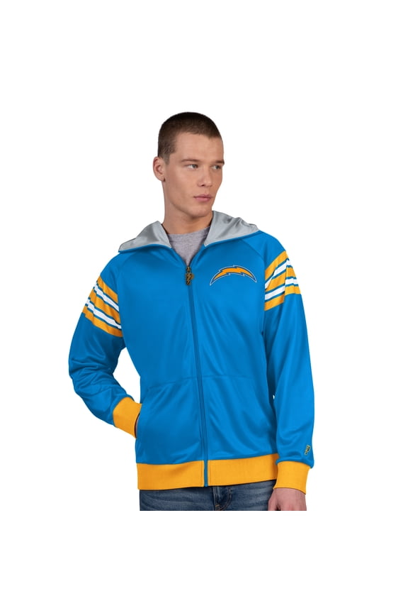 Men's Pro Player Powder Blue/White Los Angeles Chargers Helmet Full-Zip Hooded Track Jacket