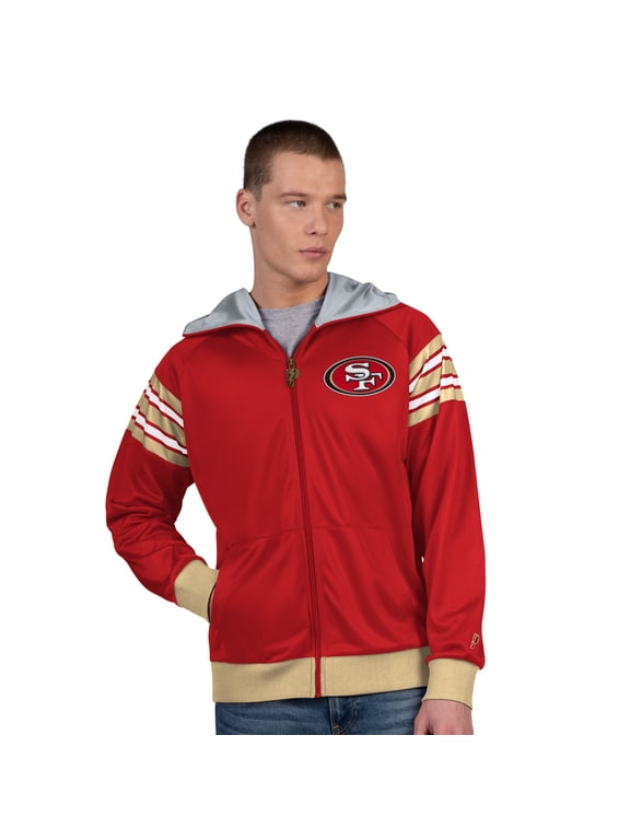 Men's Pro Player Scarlet/Gold San Francisco 49ers Helmet Full-Zip Hooded Track Jacket