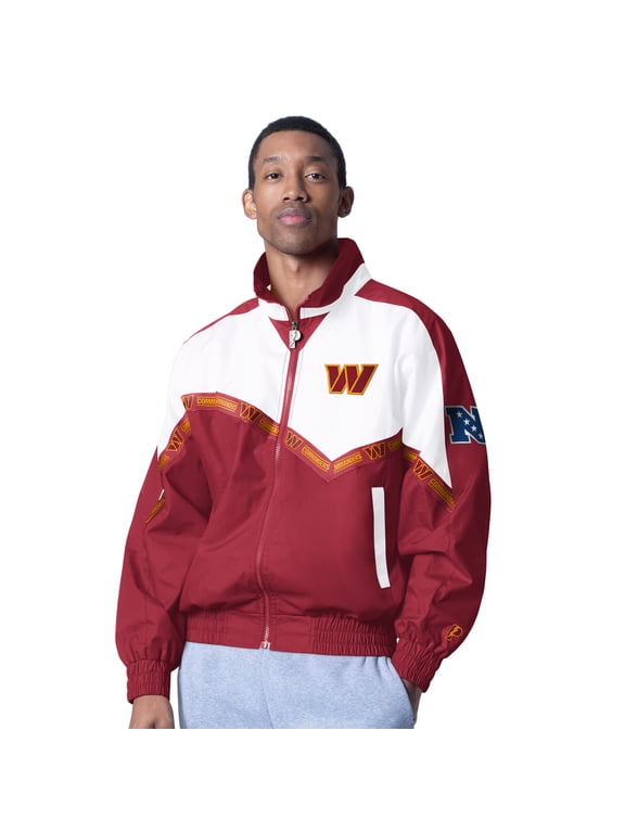 Men's Pro Player White/Burgundy Washington Commanders Tape II Lightweight Full-Zip Jacket