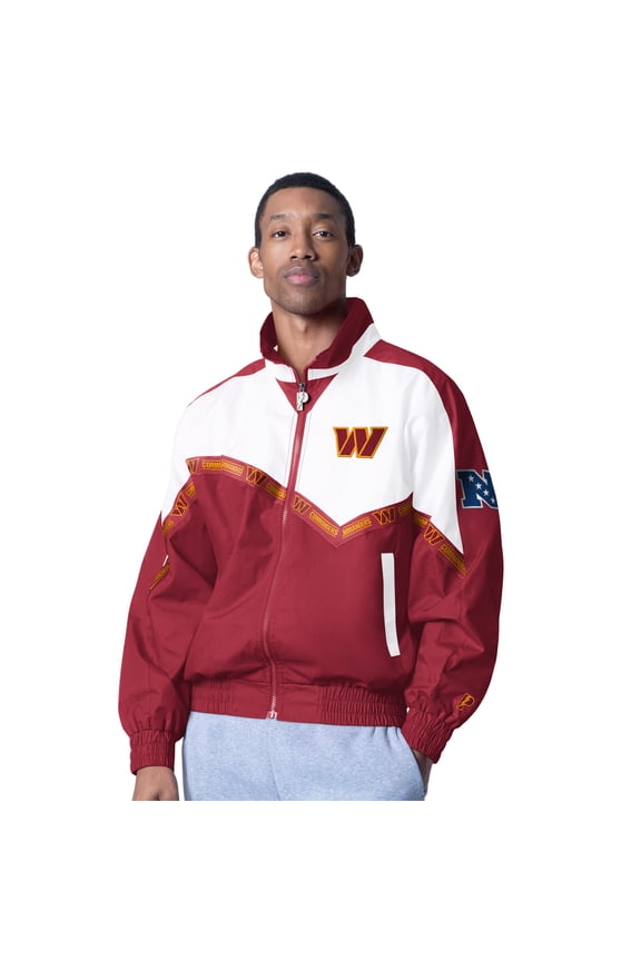 Men's Pro Player White/Burgundy Washington Commanders Tape II Lightweight Full-Zip Jacket
