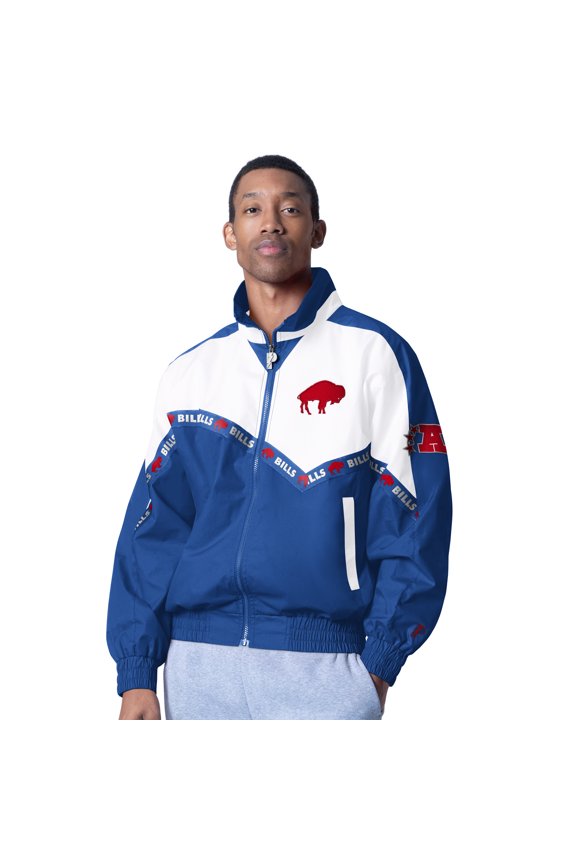 Men's Pro Player White/Royal Buffalo Bills Tape II Lightweight Full-Zip Jacket