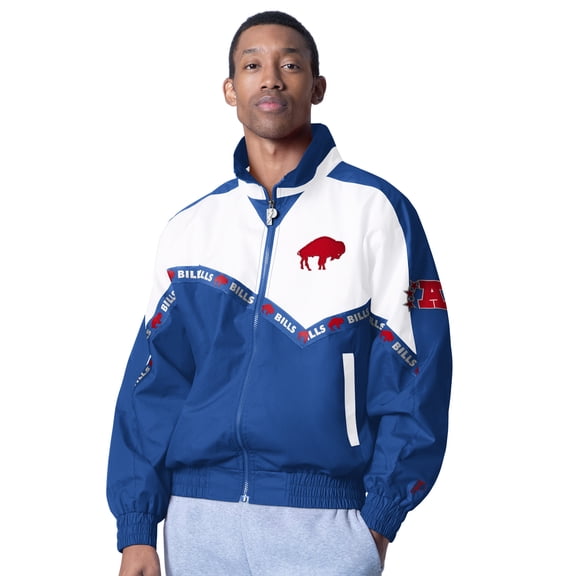 Men's Pro Player White/Royal Buffalo Bills Tape II Lightweight Full-Zip Jacket