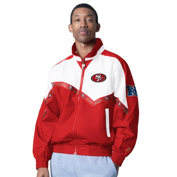 Men's Pro Player White/Scarlet San Francisco 49ers Tape II Lightweight Full-Zip Jacket