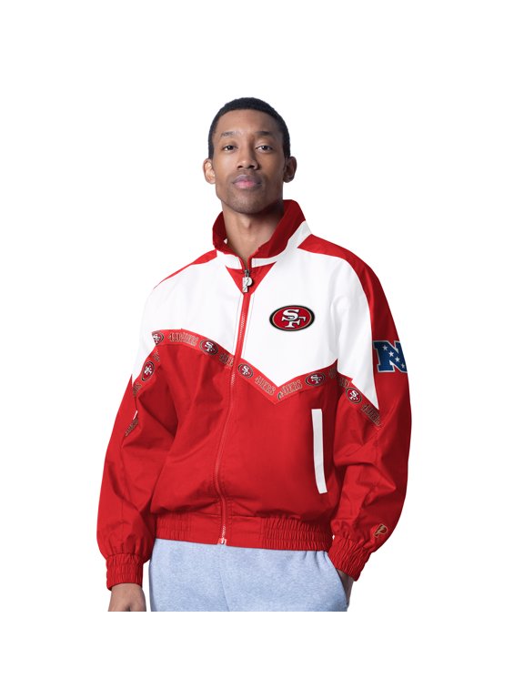 Men's Pro Player White/Scarlet San Francisco 49ers Tape II Lightweight Full-Zip Jacket