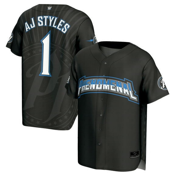 Men's ProSphere Black AJ Styles Phenomenal Baseball Jersey