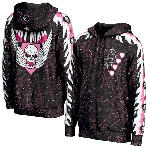 Men's ProSphere Black Bret Hart Hearts Full-Zip Hoodie