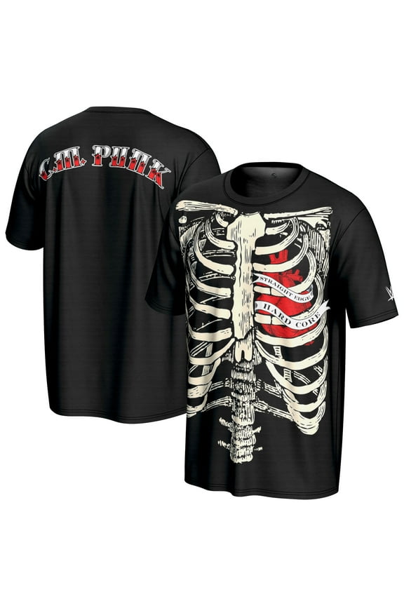 Men's ProSphere Black CM Punk Ribcage T-Shirt
