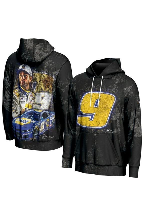 Men's ProSphere Black Chase Elliott All Over Print Pullover Hoodie