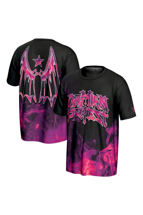 Men's ProSphere Black Damian Priest Purple Flames T-Shirt