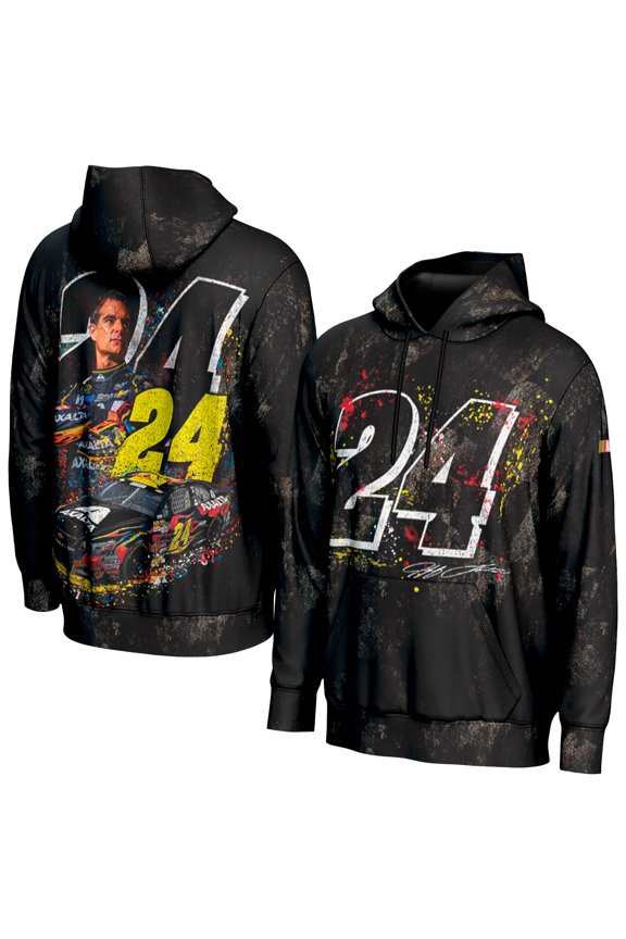 Men's ProSphere Black Jeff Gordon Paint Splatter Hoodie