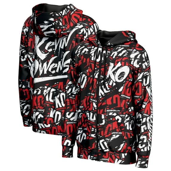 Men's ProSphere Black Kevin Owens Fight Owens Fight Full-Zip Hoodie