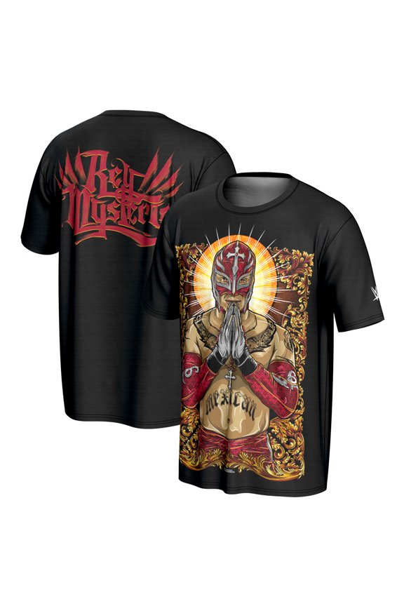 Men's ProSphere Black Rey Mysterio Portrait T-Shirt