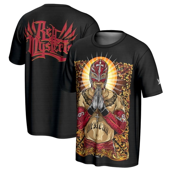 Men's ProSphere Black Rey Mysterio Portrait T-Shirt