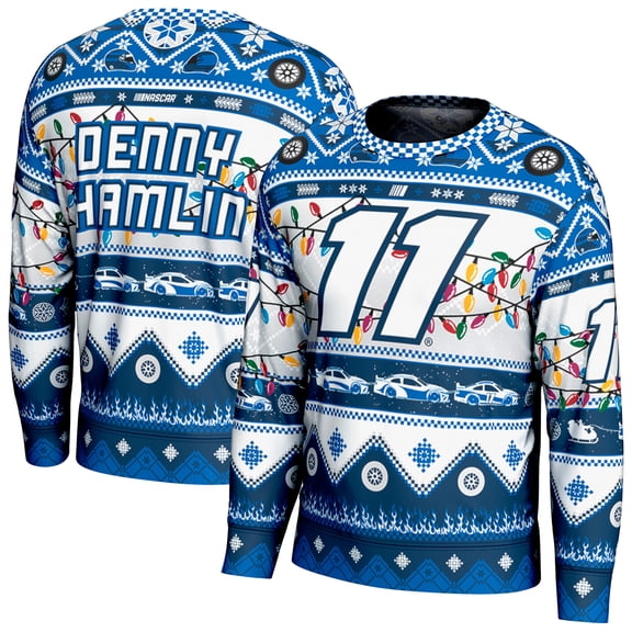 Men's ProSphere Blue Denny Hamlin Holiday Sweater