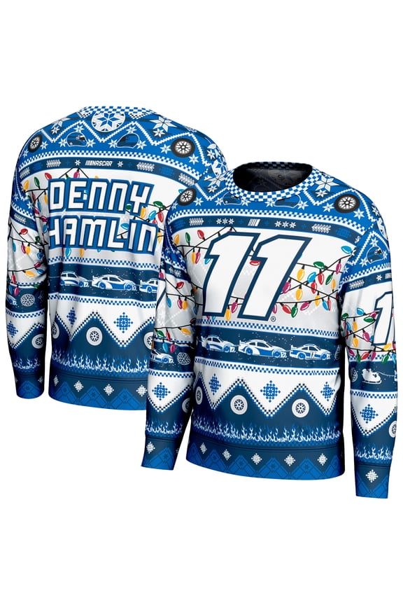 Men's ProSphere Blue Denny Hamlin Holiday Sweater