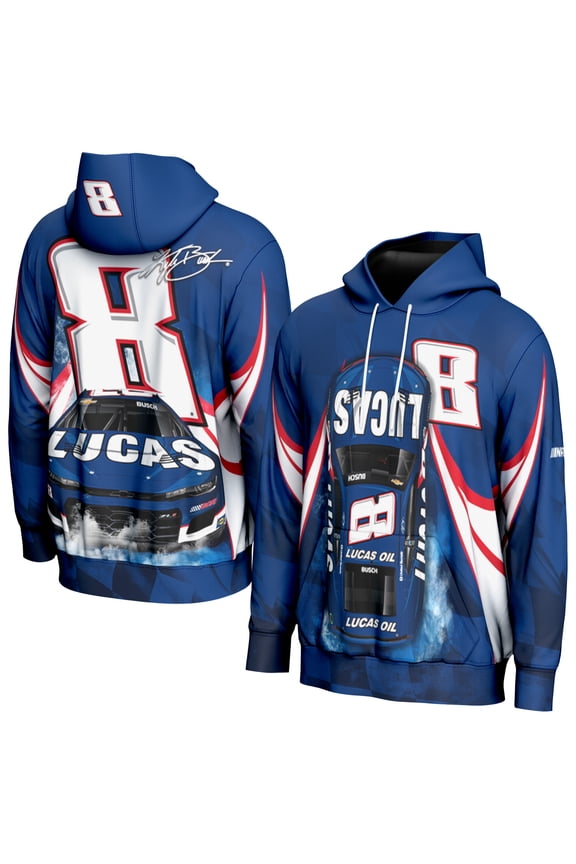 Men's ProSphere Blue Kyle Busch All Over Print Hoodie