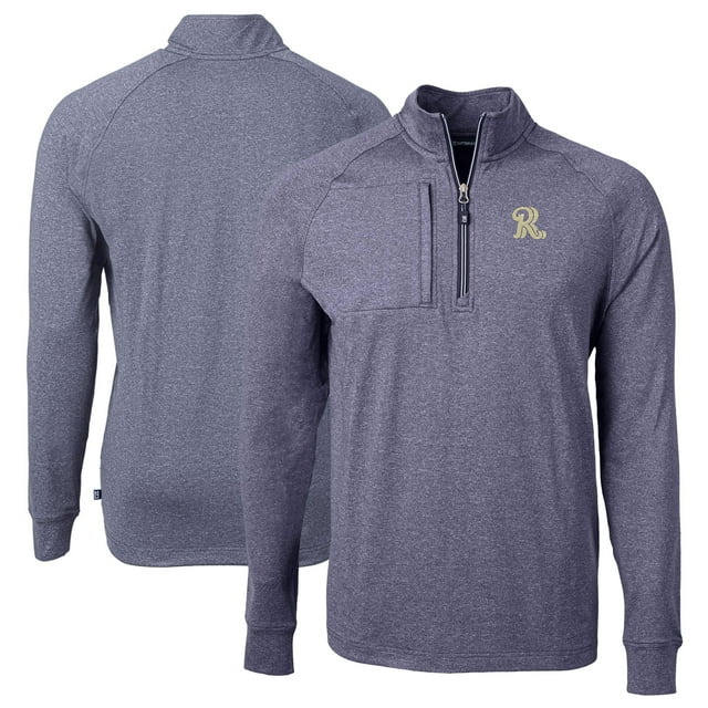 Men's Cutter & Buck  Heather Navy Frisco RoughRiders Adapt Eco Knit Heather Big & Tall Quarter-Zip Pullover Top