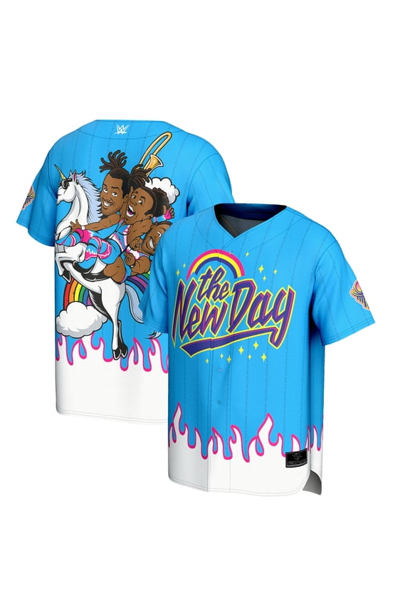 Men's ProSphere Blue The New Day Rainbow Unicorn Baseball Fashion Jersey