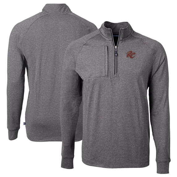 Men's Cutter & Buck Heather Black Sacramento River Cats Adapt Eco Knit Heather Big & Tall Quarter-Zip Pullover Top