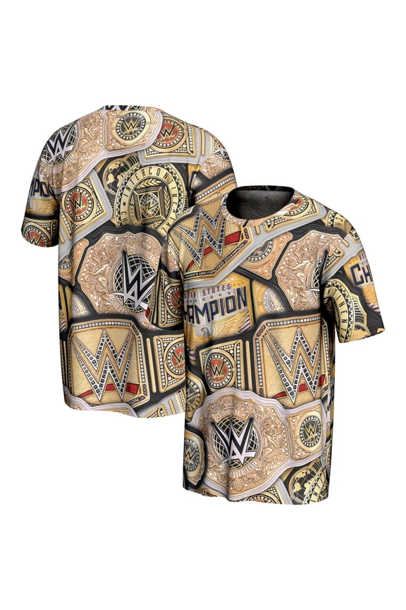 Men's ProSphere Gold WWE Title Belt Collage T-Shirt