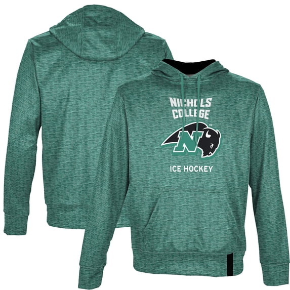 Men's ProSphere Green Nichols College Bison Ice Hockey Name Drop Pullover Hoodie