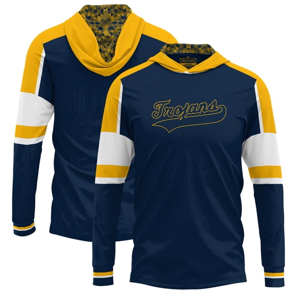 Men's ProSphere  Navy Central Alabama Community College Trojans Throwback Long Sleeve Hoodie T-Shirt