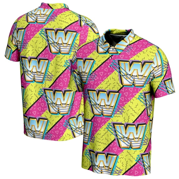 Men's ProSphere Pink/Yellow WWE 90s Polo