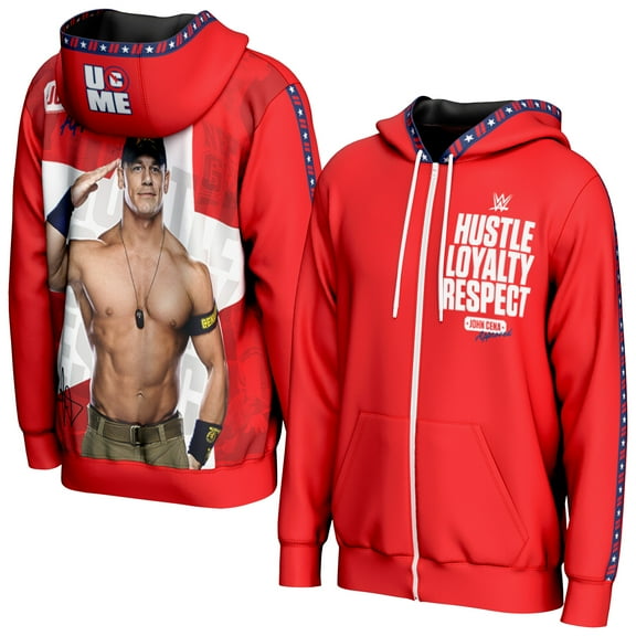 Men's ProSphere Red John Cena Hustle, Loyalty & Respect Full-Zip Hoodie