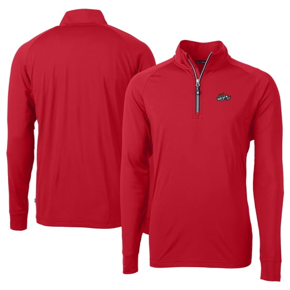 Men's Cutter & Buck Red Rocket City Trash Pandas Adapt Eco Knit Stretch Recycled Big & Tall Quarter-Zip Pullover Top
