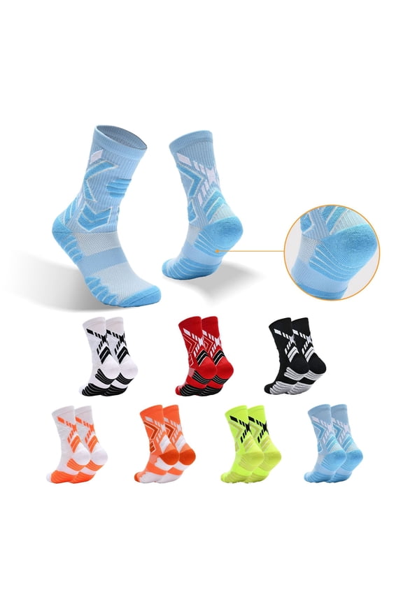 Men’s Professional Basketball Crew Socks – Cushioned Athletic Sports Socks with Arch Support, Breathable Moisture-Wicking Performance Socks for Running, Training & Outdoor Sports