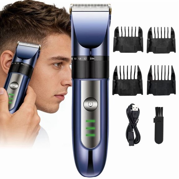 Men's Professional Cordless Electric Hair Trimmer & Clipper USB Rechargeable Grooming Kit for Precision Styling & Sharp Lines