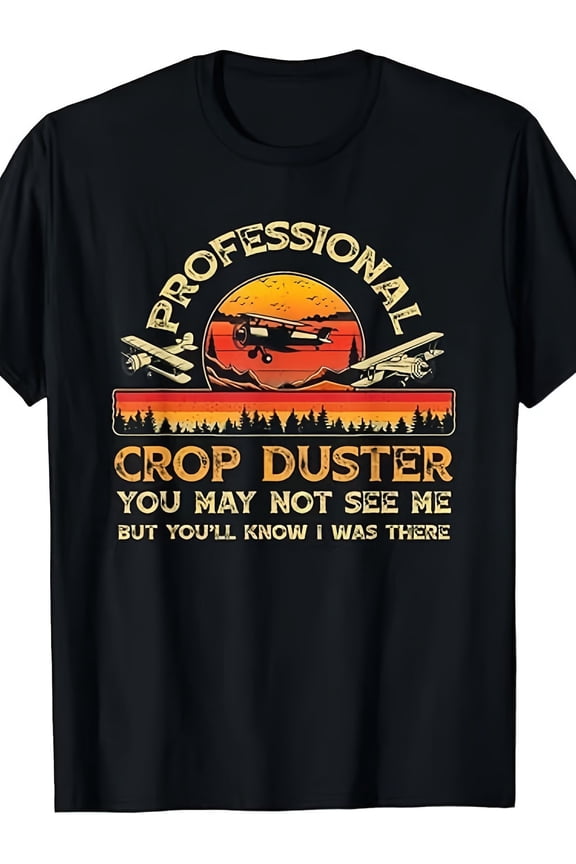 Men's Professional Crop Duster Pilot Graphic T-Shirt Aviation Tee