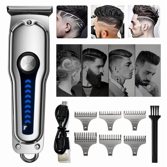 Men's Professional Electric Hair Clipper Zero-Gap Trimmer for Bald Cuts USB Rechargeable Sharp Steel Blade Precision Grooming Tool for Home & Barber Use