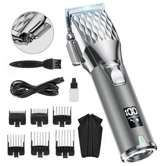 Men's Professional Hairdresser - Cordless Hairdresser for Haircutting, LCD Display and Travel Organizer, Haircutting Shawl