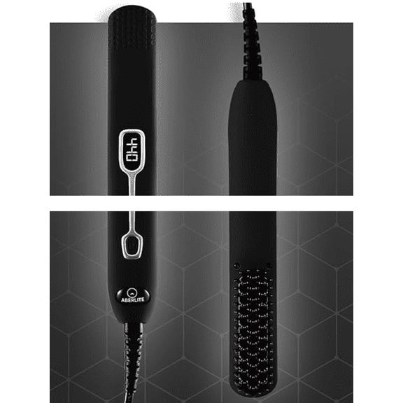 Men's Professional Heated Beard Straightening Brush and Grooming Tool (for 0.5 inch plus Beards) (Black)