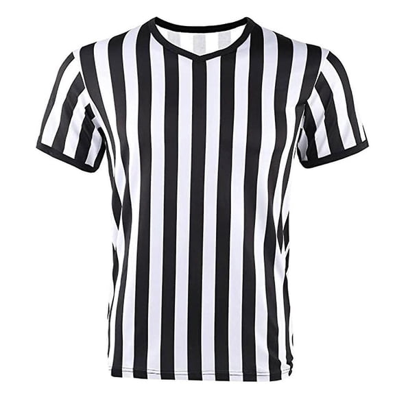 Men's Professional Referee Uniform Set with Striped Shirt, Penalty Flag, & Whistle, Polyester, Sizes S-6XL