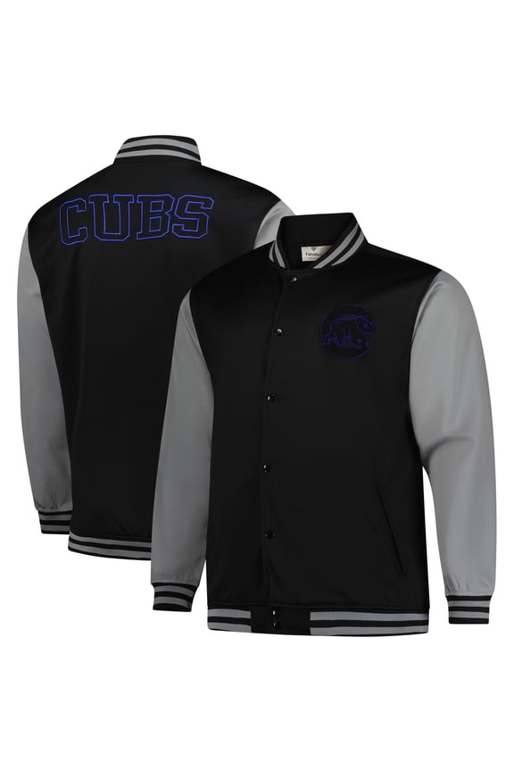 Men's-Profile Black/Gray Chicago Cubs Full-Snap Varsity Jacket