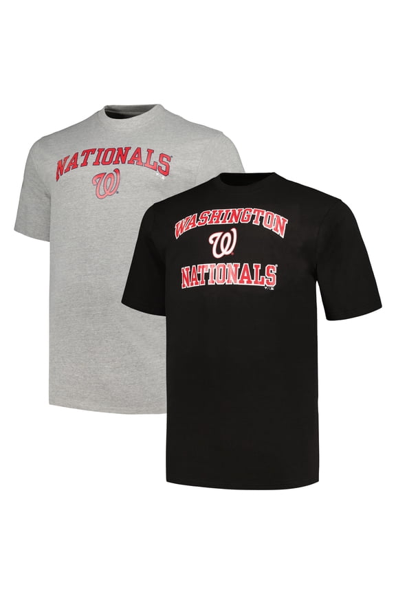 Men's Profile Black/Heather Gray Washington Nationals Big & Tall T-Shirt Combo Pack