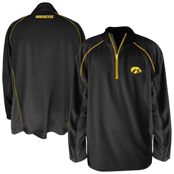 Men's Fanatics Black Iowa Hawkeyes Big & Tall Quarter-Zip Raglan Jacket