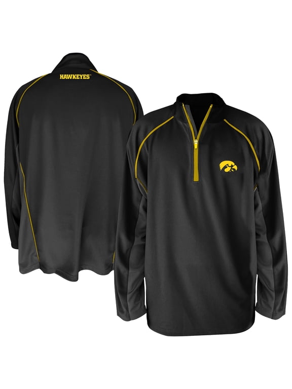 Men's Fanatics Black Iowa Hawkeyes Big & Tall Quarter-Zip Raglan Jacket
