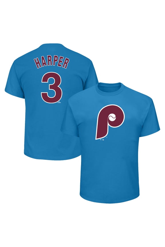 Men's Profile Bryce Harper Light Blue Philadelphia Phillies Big & Tall Player Name & Number T-Shirt