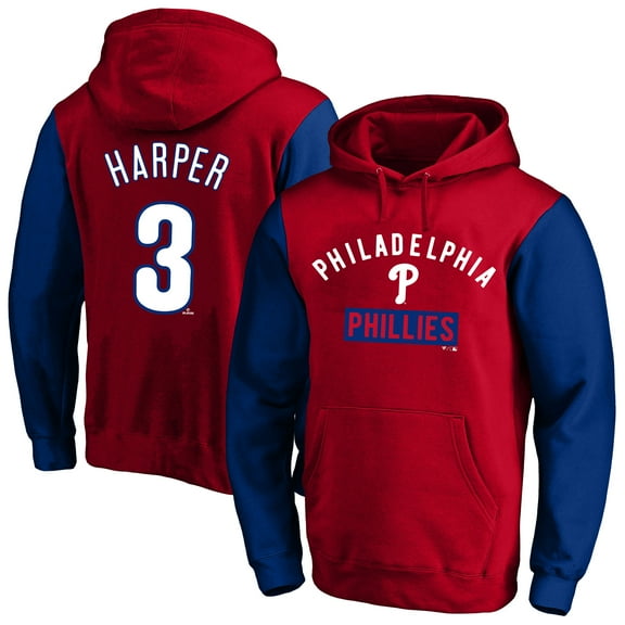 Men's Profile Bryce Harper Red Philadelphia Phillies Big & Tall Name & Number Fleece Pullover Hoodie